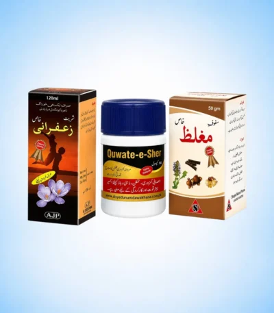 Zafrani Bohar Course herbal medicine with Zafrani Sharbat, Quwate-e-Sher and Safoof Mughlaz